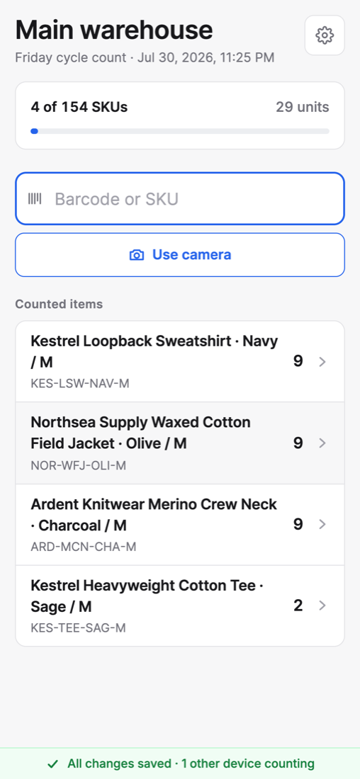 Counting on a phone, with the running total