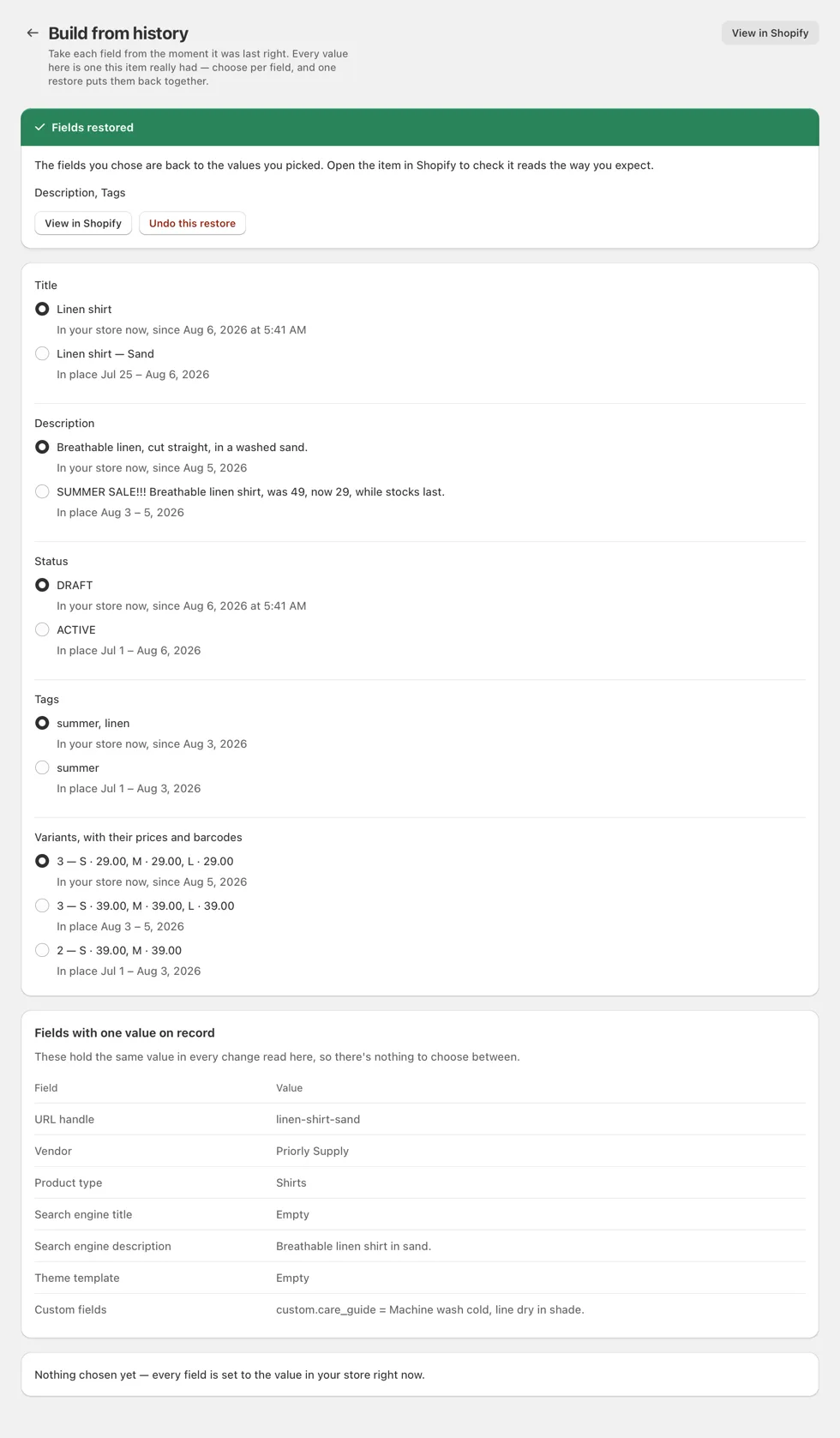 Written, with the way back on the same screen
