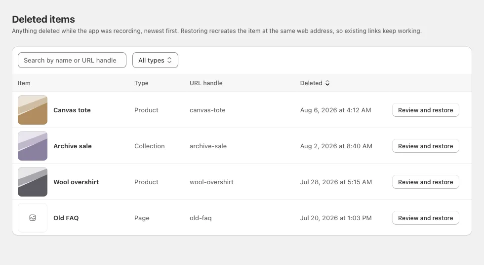 What has been deleted, and when